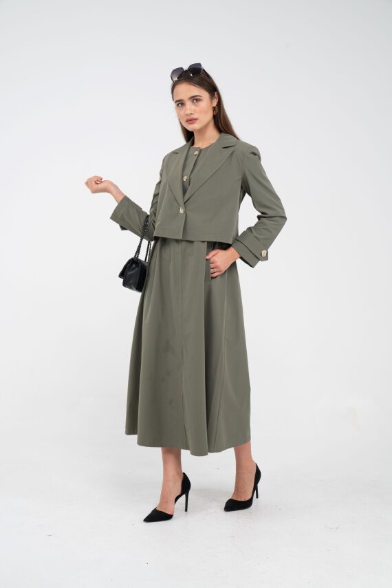 Düğme Detaylı Ceketli Elbise Takım K8062 - 4