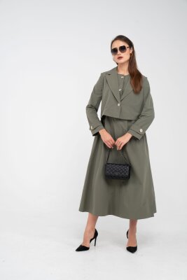 Düğme Detaylı Ceketli Elbise Takım K8062 - 10