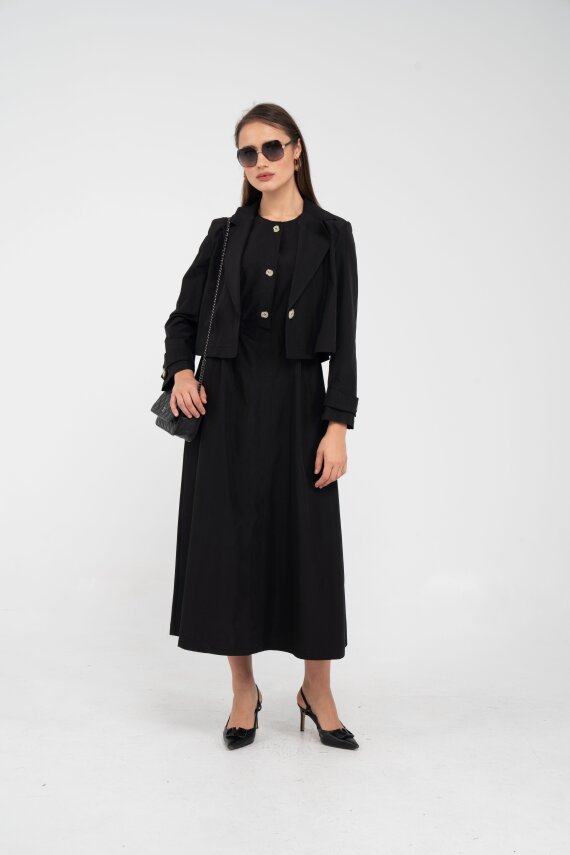 Düğme Detaylı Ceketli Elbise Takım K8062 - 12