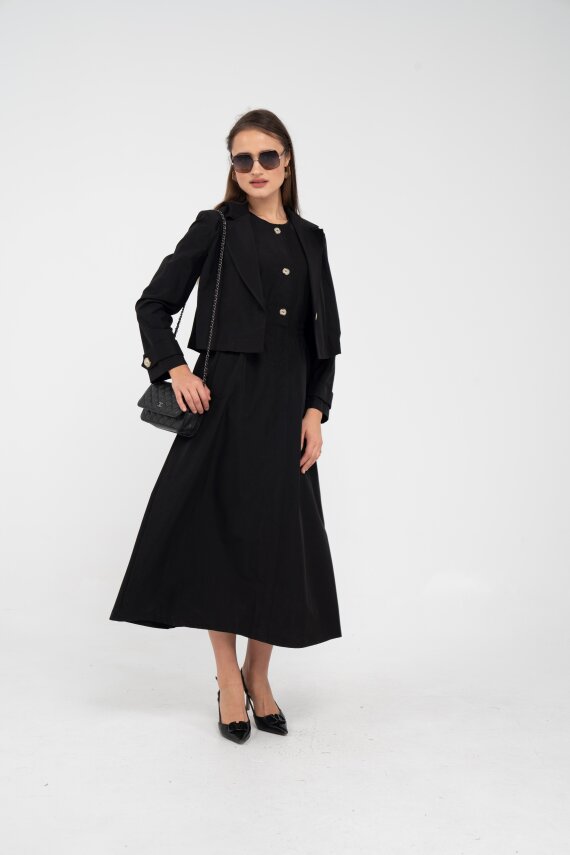 Düğme Detaylı Ceketli Elbise Takım K8062 - 11