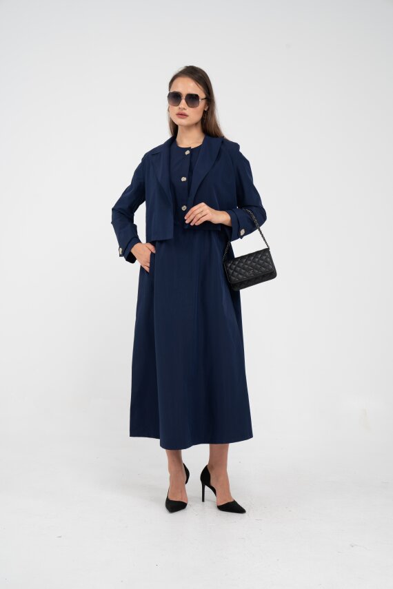 Düğme Detaylı Ceketli Elbise Takım K8062 - 21