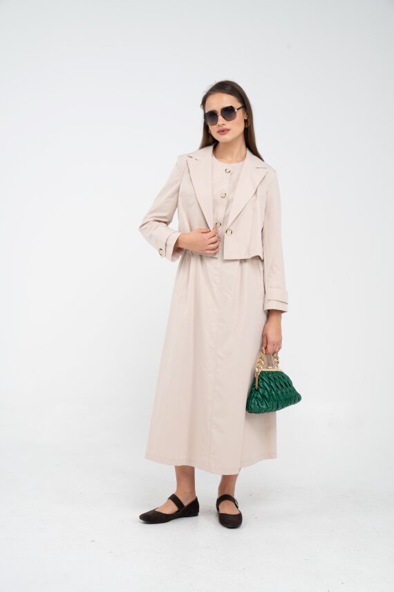 Düğme Detaylı Ceketli Elbise Takım K8062 - 27