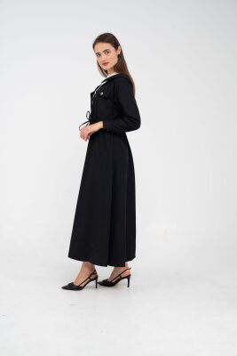 Düğmeli Bel Bağcıklı Trençkot Detaylı Elbise K1746 - 20
