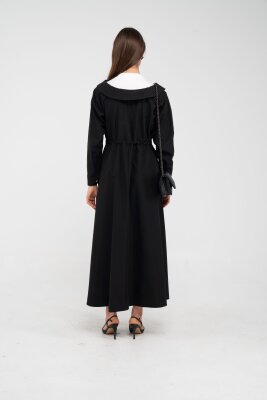 Düğmeli Bel Bağcıklı Trençkot Detaylı Elbise K1746 - 22