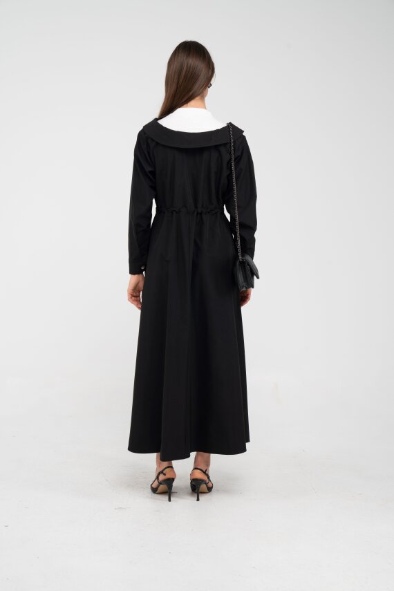 Düğmeli Bel Bağcıklı Trençkot Detaylı Elbise K1746 - 22