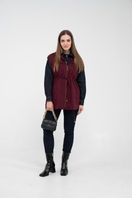 Fermuarlı Bel Büzgülü Cepli Kadın Yelek 8099 - SASİLVA