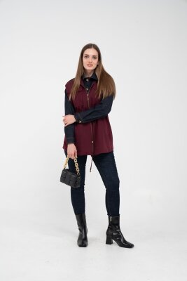 Fermuarlı Bel Büzgülü Cepli Kadın Yelek 8099 - 2