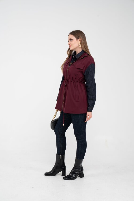 Fermuarlı Bel Büzgülü Cepli Kadın Yelek 8099 - 3