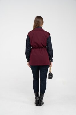 Fermuarlı Bel Büzgülü Cepli Kadın Yelek 8099 - 7