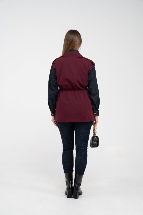 Fermuarlı Bel Büzgülü Cepli Kadın Yelek 8099 - 7