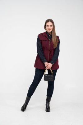 Fermuarlı Bel Büzgülü Cepli Kadın Yelek 8099 - 5