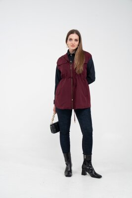 Fermuarlı Bel Büzgülü Cepli Kadın Yelek 8099 - 6