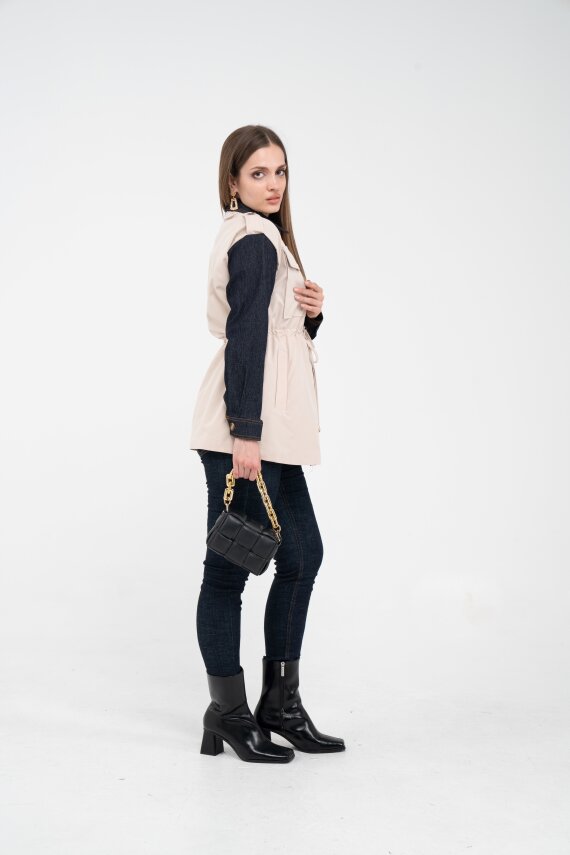 Fermuarlı Bel Büzgülü Cepli Kadın Yelek 8099 - 12