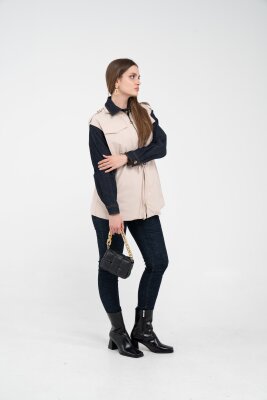 Fermuarlı Bel Büzgülü Cepli Kadın Yelek 8099 - 13