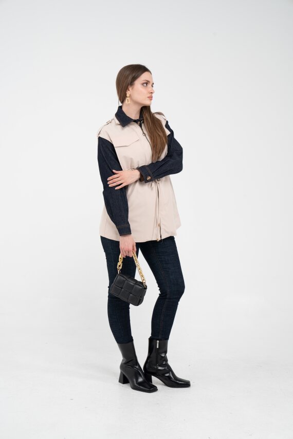 Fermuarlı Bel Büzgülü Cepli Kadın Yelek 8099 - 13