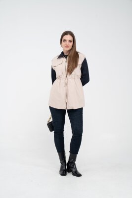 Fermuarlı Bel Büzgülü Cepli Kadın Yelek 8099 - 14