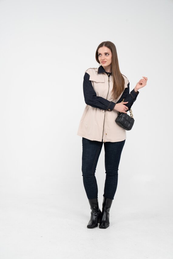 Fermuarlı Bel Büzgülü Cepli Kadın Yelek 8099 - 15