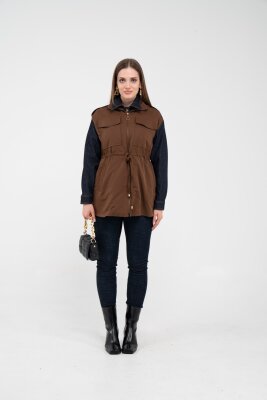 Fermuarlı Bel Büzgülü Cepli Kadın Yelek 8099 - 17