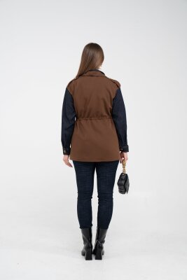 Fermuarlı Bel Büzgülü Cepli Kadın Yelek 8099 - 25