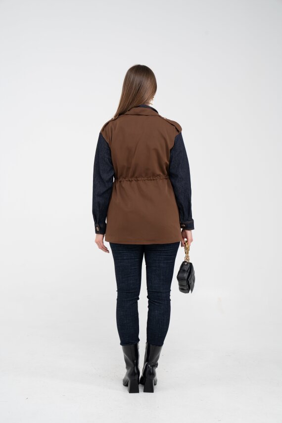 Fermuarlı Bel Büzgülü Cepli Kadın Yelek 8099 - 25