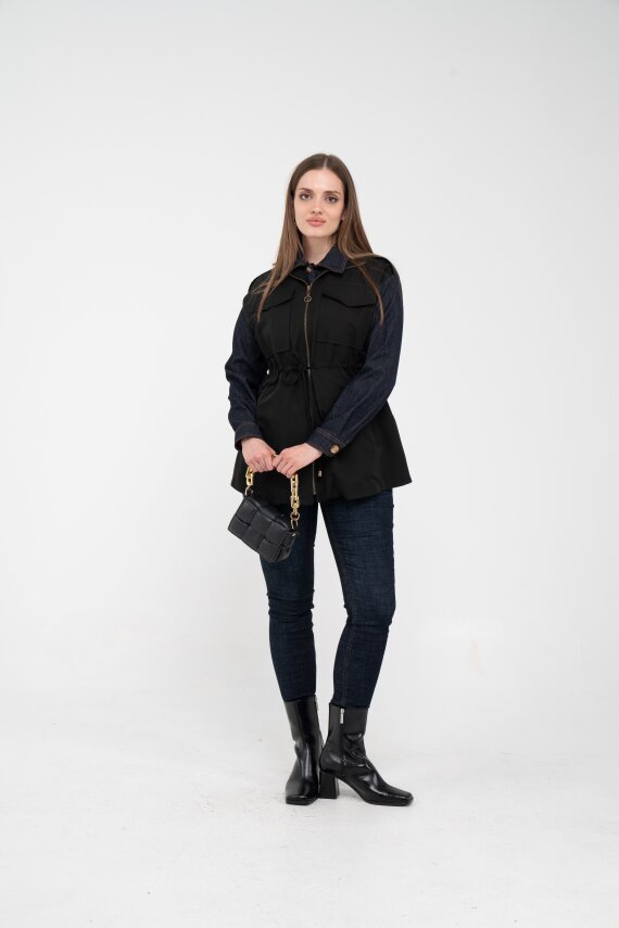 Fermuarlı Bel Büzgülü Cepli Kadın Yelek 8099 - 27