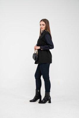 Fermuarlı Bel Büzgülü Cepli Kadın Yelek 8099 - 28