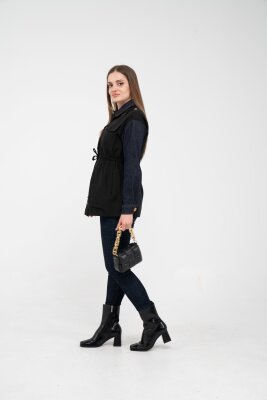 Fermuarlı Bel Büzgülü Cepli Kadın Yelek 8099 - 29