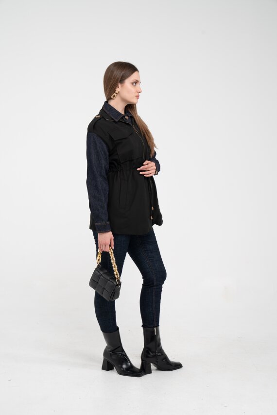 Fermuarlı Bel Büzgülü Cepli Kadın Yelek 8099 - 30