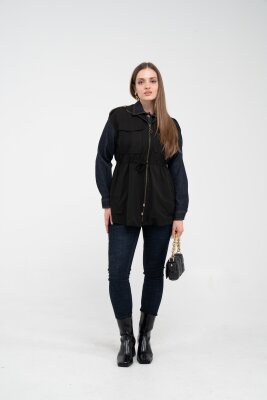 Fermuarlı Bel Büzgülü Cepli Kadın Yelek 8099 - 31