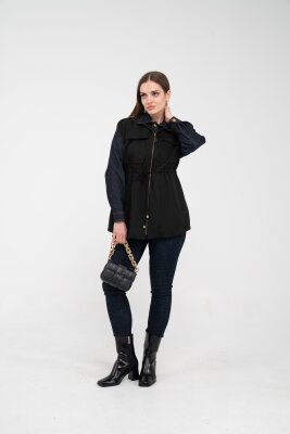 Fermuarlı Bel Büzgülü Cepli Kadın Yelek 8099 - 32