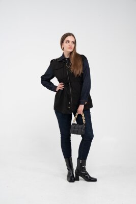 Fermuarlı Bel Büzgülü Cepli Kadın Yelek 8099 - 33