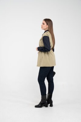 Fermuarlı Bel Büzgülü Cepli Kadın Yelek 8099 - 37