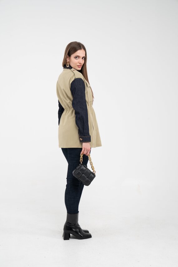 Fermuarlı Bel Büzgülü Cepli Kadın Yelek 8099 - 38