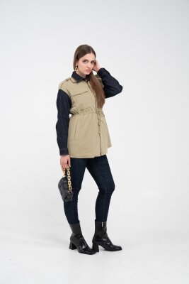 Fermuarlı Bel Büzgülü Cepli Kadın Yelek 8099 - 39