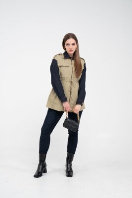 Fermuarlı Bel Büzgülü Cepli Kadın Yelek 8099 - 40