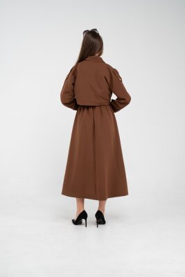 Fermuarlı Tasarım Detaylı Bel Lastikli Midi Kadın Elbise 1728 - 21