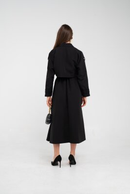 Fermuarlı Tasarım Detaylı Bel Lastikli Midi Kadın Elbise 1728 - 32