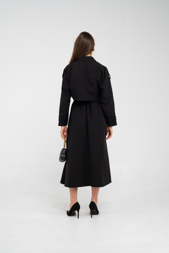 Fermuarlı Tasarım Detaylı Bel Lastikli Midi Kadın Elbise 1728 - 32