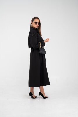 Fermuarlı Tasarım Detaylı Bel Lastikli Midi Kadın Elbise 1728 - 26