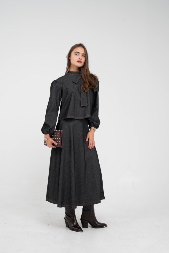 Fiyonk Yaka Detaylı Modern İkili Kadın Takım 1765 - 3