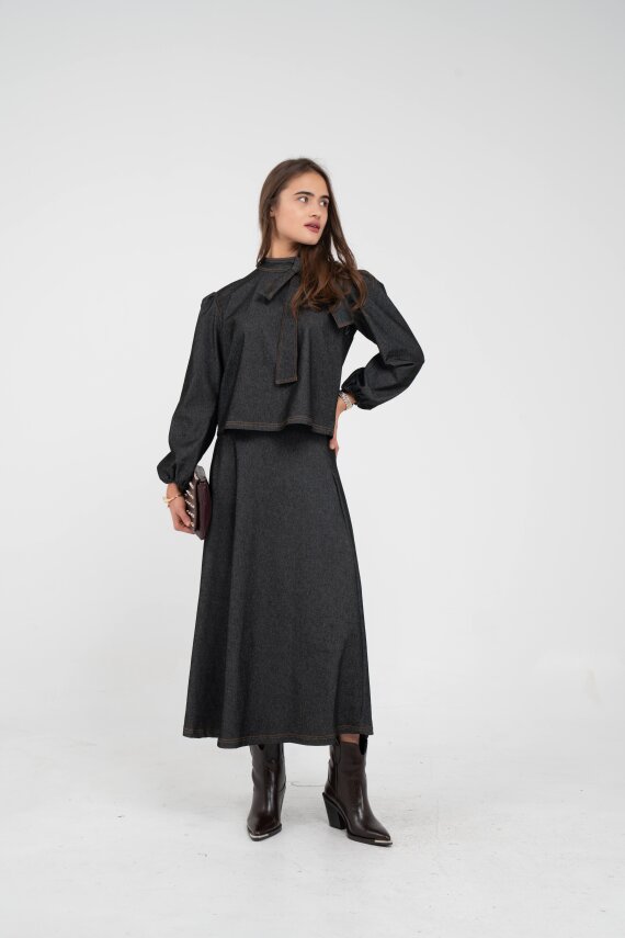 Fiyonk Yaka Detaylı Modern İkili Kadın Takım 1765 - 5