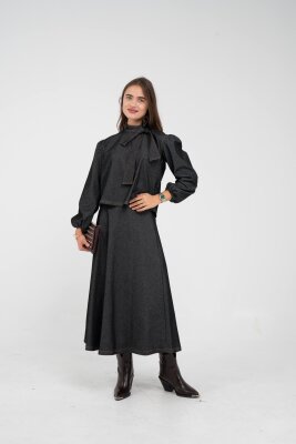 Fiyonk Yaka Detaylı Modern İkili Kadın Takım 1765 - 7