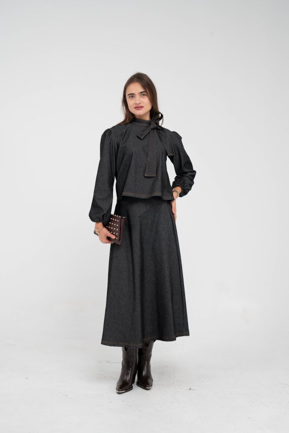 Fiyonk Yaka Detaylı Modern İkili Kadın Takım 1765 - 8