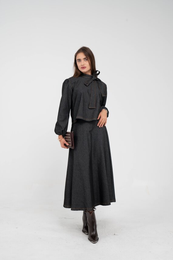 Fiyonk Yaka Detaylı Modern İkili Kadın Takım 1765 - 9