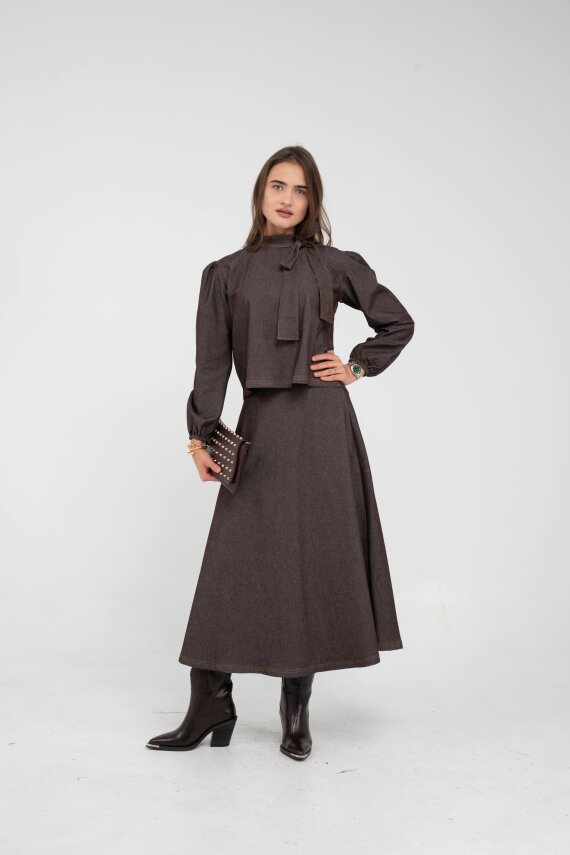 Fiyonk Yaka Detaylı Modern İkili Kadın Takım 1765 - 23