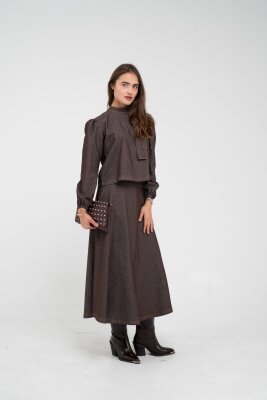 Fiyonk Yaka Detaylı Modern İkili Kadın Takım 1765 - 25