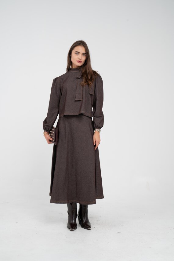 Fiyonk Yaka Detaylı Modern İkili Kadın Takım 1765 - 28