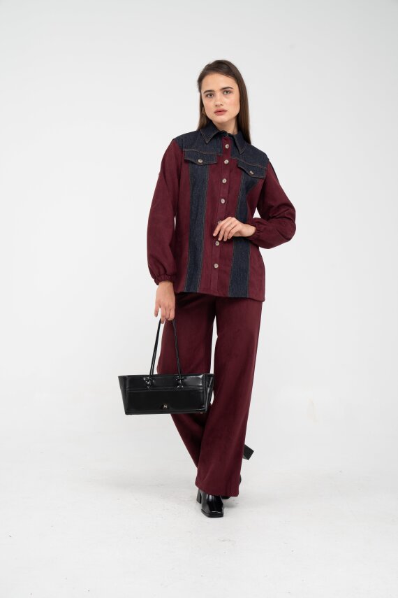 Kadife Jean Detaylı İkili Takım K1744 - 1