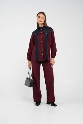 Kadife Jean Detaylı İkili Takım K1744 - 2