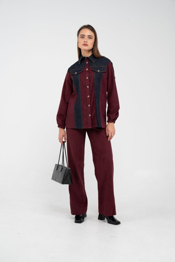 Kadife Jean Detaylı İkili Takım K1744 - 2